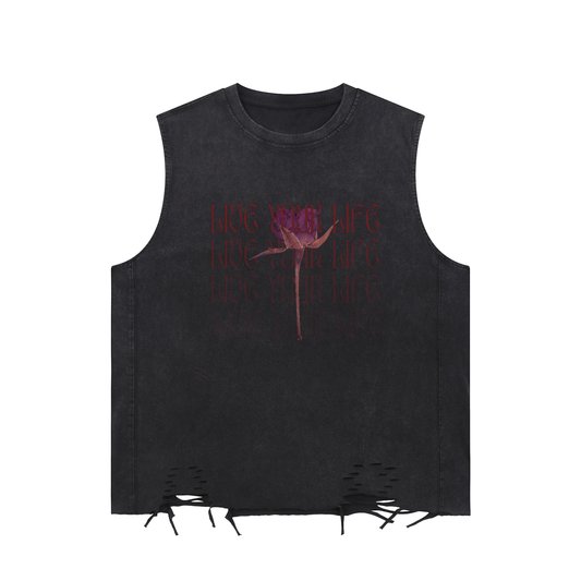 Live your life lettering tank with raw hem