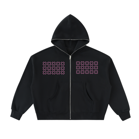 xxx Fleeced Full-Zip Boxy Hoodie